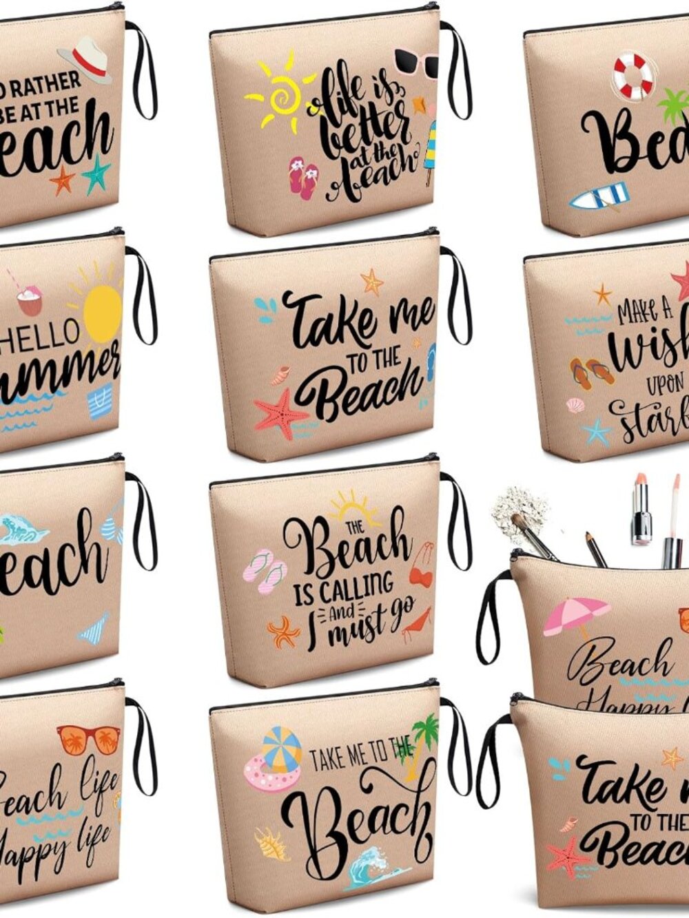 One Piece Random Design Beach Themed Cosmetic Makeup Bags for Women